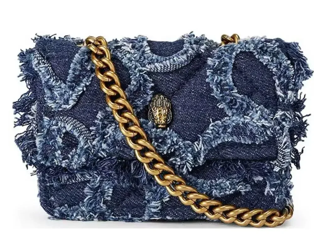 Kurt Geiger London Micro Kensington Denim Frayed Crossbody Bag